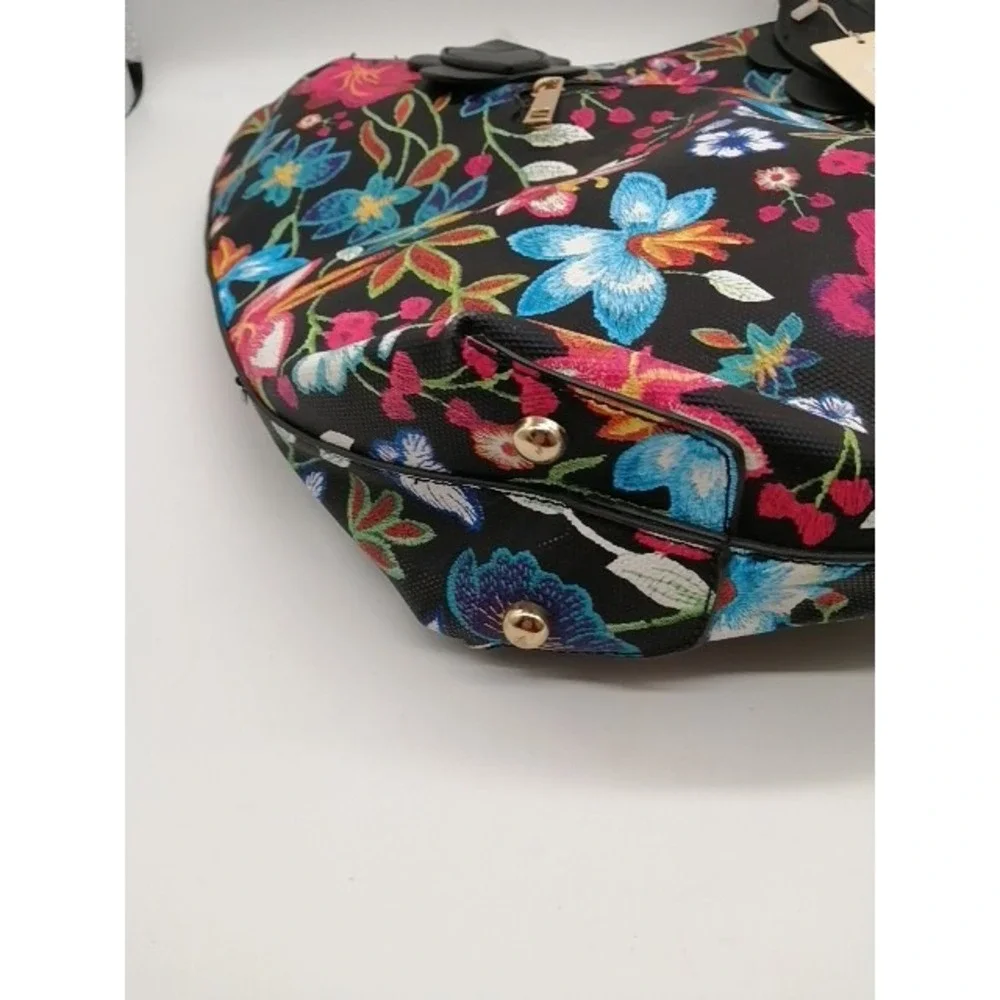 Mellow World Handbag Womens Multicolor Floral XL Zip Close Double Handle NEW‎
